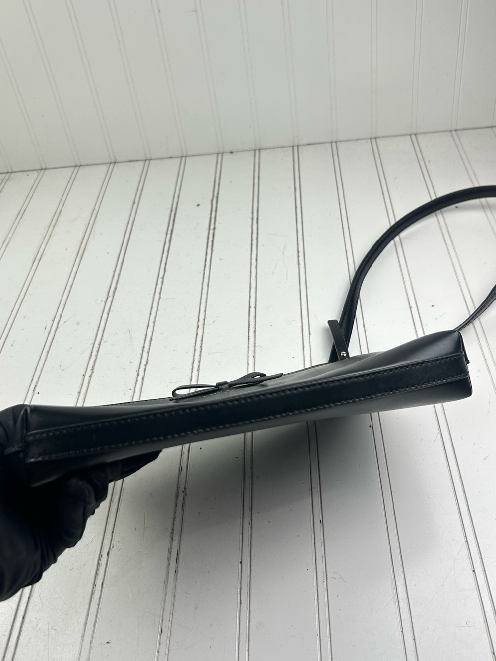 Kate Spade Vintage Y2K Sawyer Street Declan Black Leather Crossbody Bag w Bow - Picture 9 of 11
